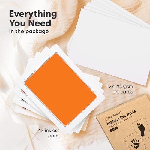 4pk Inkless Baby Hand and Footprint Kit, Mess Free Ink Pads (Autumn, L) | Large Size, Newborn Keepsake, Dog Nose, Paw Print Kit, Clean Touch Ink Pads, Baby Handprints Footprints Kit, New Mom Gifts - color: Autumn, size: 4-Pack, Large 3.1” x 4.9”