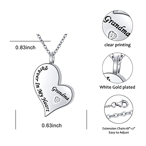 Ladytree 925 Sterling Silver Cremation Urn Necklace for Ashes - style: Grandma