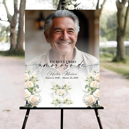 Spanish Funeral Welcome Sign, Celebration of Life Welcome Sign, in Loving Memory Sign, Celebration of Life Funeral Sign, Celebration of Life Sign, Memorial Sign with Photo #Yu125 - color: Version #25
