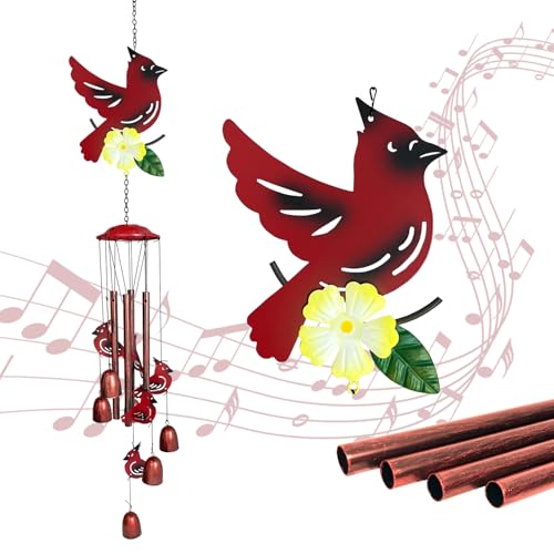 HONGLAND Wind Chimes for Outside,34" Hanging Metal Cardinal Windchimes Outdoor,Unique Memorial Wind Chimes for Mom/Grandma,Home Decorative Ornaments for Garden, Patio, Yard Decor - color: Flying Bird
