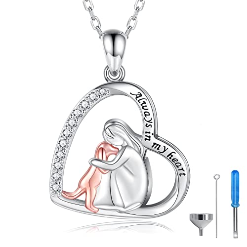 Sterling Silver Dog Urn Necklace for Pet Ashes - S925 Pet fur Cremation Memorial Keepsake Pendant Jewelry Gifts for Women Loss Puppy - style: Dog Urn Necklace