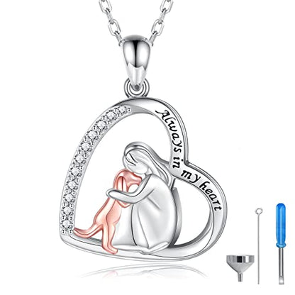 Sterling Silver Dog Urn Necklace for Pet Ashes - S925 Pet fur Cremation Memorial Keepsake Pendant Jewelry Gifts for Women Loss Puppy - style: Dog Urn Necklace