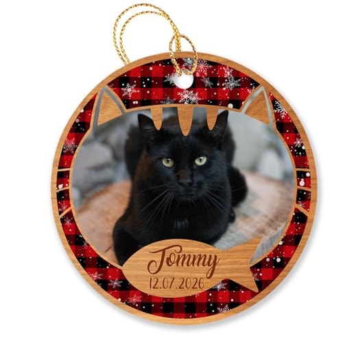 Personalized Add Picture Cat Ornament Christmas 2026, Customized Name Photo Cat's First Christmas Frame Ornament Gift for Pet Men Women, Cat 1st Xmas Ornament Add Any Picture Ornament - color: Add Picture Cat Pet Ornament