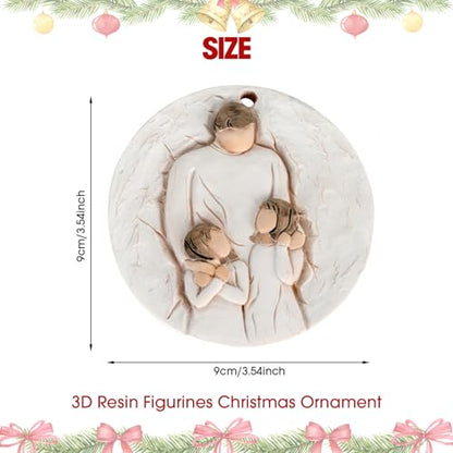 3D Family Christmas Ornament 2026 for Father and Daughter - Dad Ornament for Christmas Tree - 3D Resin Sculpted Gifts for Father’s Day Anniversary Birthday - style: Father & Two Children
