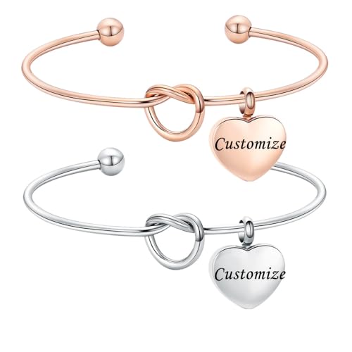 Cremation Jewelry Urn Bracelet for Ashes, Adjustable Heart Urn Cuff Bracelet Stainless Steel Memorial Ashes Keepsake Urn Bangle for Women - color: Customize