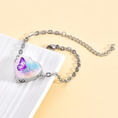 RIPFEVURN Wing Heart Cremation Jewelry Urn Bracelet for Ashes for Women Memorial Ashes Keepsake Link Bracelet - color: A piece of my heart lives in heaven