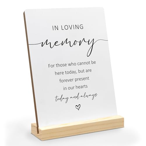 In Loving Memory Wedding Sign, Wedding Memorial Sign, WeddingDecor, WeddingSigns for Ceremony and Reception Wooden Plaque with Wood Stand for Weddingand Event Party Table Decor, 5x7 inch - color: loving memory, size: 5x7 inch