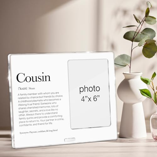 Cousins Picture Frame Cousin Gifts for Women Men Kids Boys Girls Birthday Christmas End of Year, Cousin Definition Acrylic Picture Frames 4 x 6 Inches Photo - color: D-Cousin