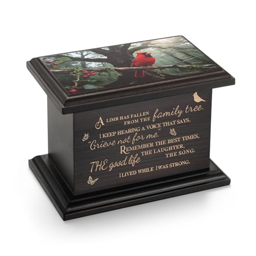 SOITIS Cremation Urns for Human Ashes 3.94 Inches Sharing Small Urn for Human Ashes Keepsake Wooden Urn Funeral Mini Casket for Ashes Burial Urn for Women Men Memorial Small Size Urns Box - color: Red Bird