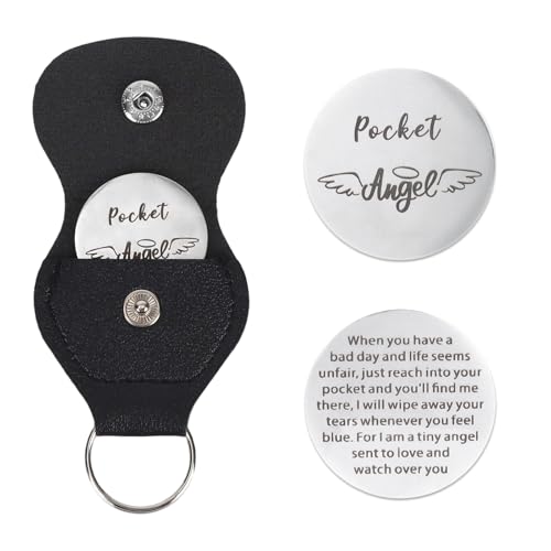 Mikovivi Pocket Angel Hug Coin Token Keychain Thoughtful Long Distance Funny Friendship Gift with Holder for Family Coworker Men Women Him Her Dad Mom Son Daughter Brother Sister Boy Girl Friend
