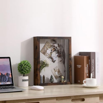 Muzilife 11x14 Shadow Box Picture Frame, 2.16 Deep, HD Glass, Honey Brown - color: Honey Brown, size: 11x14