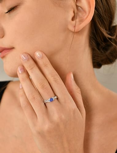 YL 925 Sterling Silver Engagement Rings 5MM Heart Cut Birthstone Infinity Ring for Women-size5 - color: 12-tanzanite-Dec