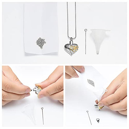 Imrsanl Heart Cremation Urn Necklace Pendant for Human Ashes - A Piece of My Heart Lives in Heaven Memorial Keepsakes Cremation Jewelry - color: Gold