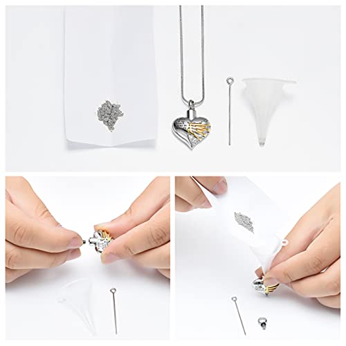 Imrsanl Heart Cremation Urn Necklace Pendant for Human Ashes - A Piece of My Heart Lives in Heaven Memorial Keepsakes Cremation Jewelry - color: Gold