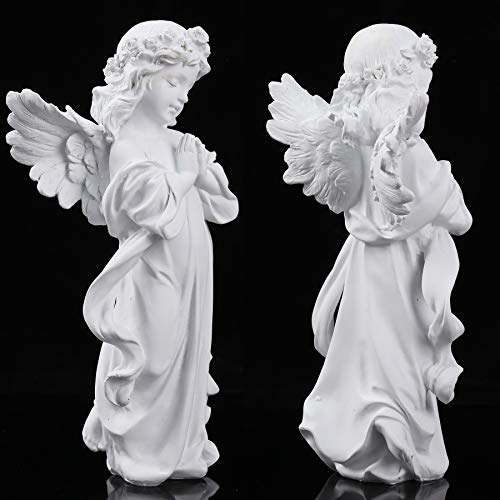 H&W Angel Statue, Angel Figurine, Adorable Flower Girl Decorative Ornaments | 12.5''H, Home Decor Fairy Prayer, Pray for Your Family, Christmas & Thanksgiving Day Decoration 【A】