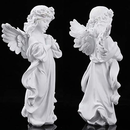 H&W Angel Statue, Angel Figurine, Adorable Flower Girl Decorative Ornaments | 12.5''H, Home Decor Fairy Prayer, Pray for Your Family, Christmas & Thanksgiving Day Decoration 【A】