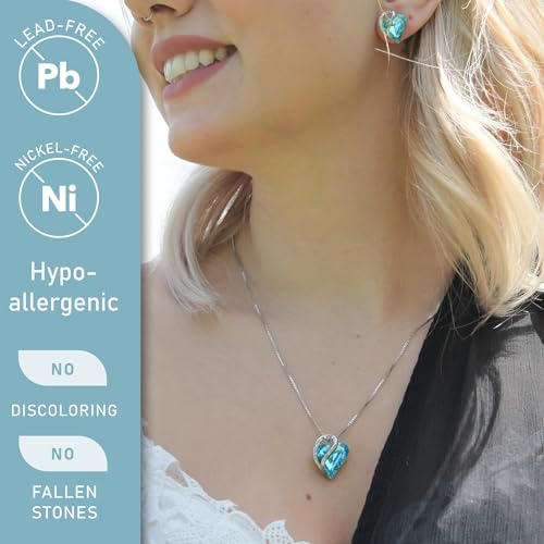 Leafael Gift Necklaces for Women, Infinity Love Birthstone Heart Crystal Pendant, Birthday Anniversary Jewelry for Wife, Mom, and Her, Silver Plated, 18" + 2" Adjustable Chain - color: 12a-December-Aquamarine Blue