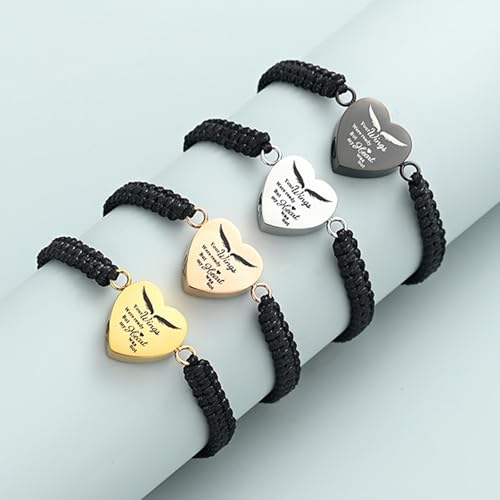 Imrsanl Heart Cremation Bracelet for Ashes Memorial Urn Jewelry - color: Rope Customize