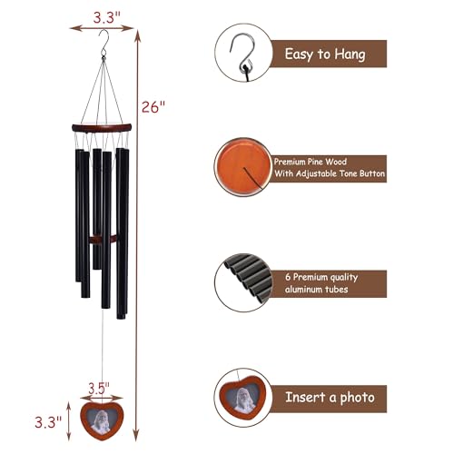 Memorial Wind Chimes, Personalized Sympathy Gifts for Loss of Loved One, Mother, Father, Brother, Sister (Black24inch) - color: Black24inch