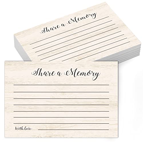 Share A Memory Cards, 50 Rustic Wood Cards and Sign for Wedding, Shower, Birthday, Funeral, Retirement, Graduation, Life Memories, Guest Book Alternative Advice Game.