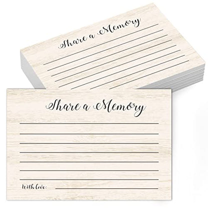 Share A Memory Cards, 50 Rustic Wood Cards and Sign for Wedding, Shower, Birthday, Funeral, Retirement, Graduation, Life Memories, Guest Book Alternative Advice Game.