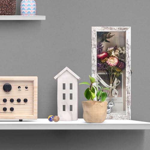 5x12.5 Wall Mounted Shadow Box Frame with Real Glass,White - color: White, size: 5*12.5