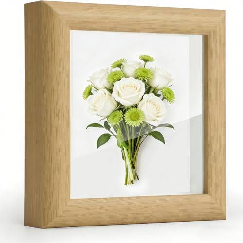 4x4 Shadow Box Picture Frame Real Glass Front , Small Shadow Box Frame Display Mini Memories, 3D Keepsakes, Badges, Medals, Tickets, Photos Collectibles & Art - Perfect for Wall or Tabletop Decor
