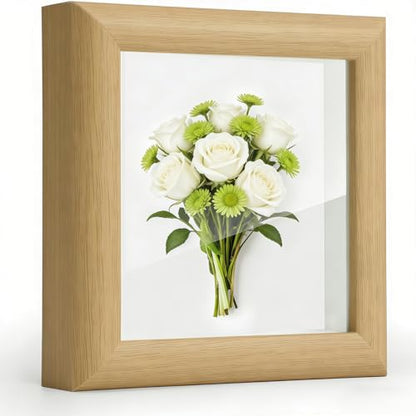 4x4 Shadow Box Picture Frame Real Glass Front , Small Shadow Box Frame Display Mini Memories, 3D Keepsakes, Badges, Medals, Tickets, Photos Collectibles & Art - Perfect for Wall or Tabletop Decor