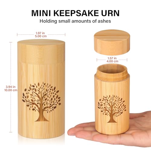 Small Urns for Human Ashes Keepsake with Tree of Life Pattern,Small Cremation Urns for Human Ashes Adult Male Female,Bamboo Scattering Tubes for Human or Pet Ashes,Hold Up to 7.5 Cubic Inches - size: Small,7.5 Cubic Inches