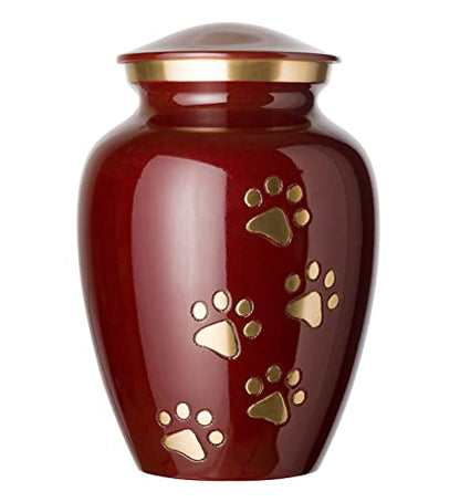 Ottillie Legacy Crimson/Brass/Vert Urn, up to 170lbs - color: Crimson, Vertical Brass Paws, size: X-Large