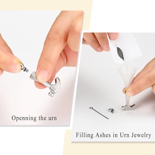 Oinsi Men's Cremation Jewelry Made Of 316L Stainless Steel Hammer Memorial Urn Necklace Pendant Keepsake Holder Jewelry For Ashes - color: A-Silver