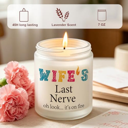 Romantic Gifts for Wife from Husband Novelty Lavender Scented Soy Candle Gift Mothers Day Christmas Anniversary Valentines Wedding Birthday Gift for Wife - color: Wife