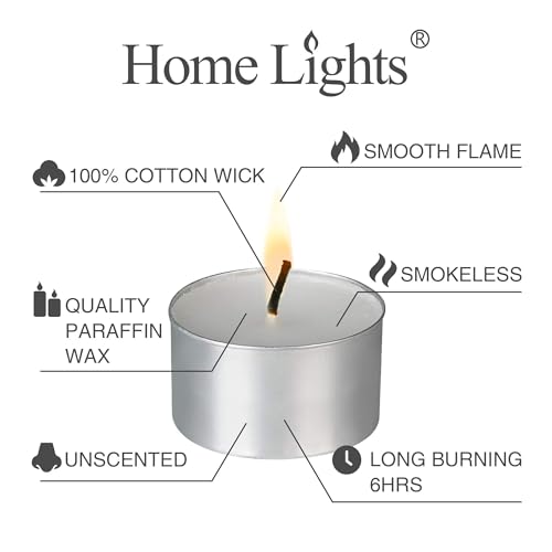 HomeLights Unscented White Tealight Candles -300 Packs, 6 to 7 Hour Burn Time Smokeless, Mini Votive Paraffin Candles with Cotton Wicks for Shabbat, Weddings, Christmas - size: 300-Pack