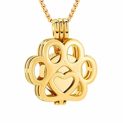 Oinsi Pet Cremation Jewelry For Ashes For Dog/Cat Paw Stainless Steel Memorial Locket Urn Necklace Inside Mini Case Keepsake Cremation Jewelry Women Men - color: All Gold