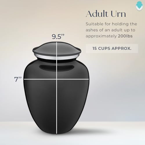 Adult Personalized Simple Cross Cremation Urns for Human Ashes I Large Charcoal Funeral Urn for Men and Women I 200 lbs - color: Carcoal Black