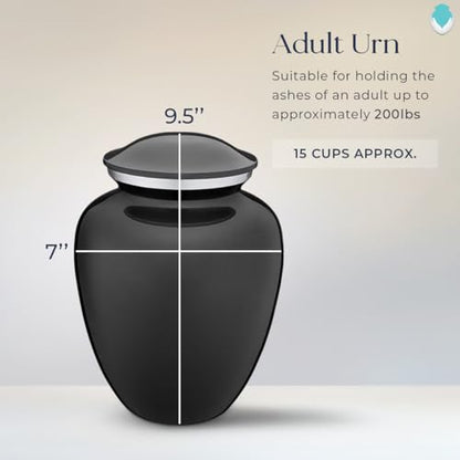 Adult Personalized Simple Cross Cremation Urns for Human Ashes I Large Charcoal Funeral Urn for Men and Women I 200 lbs - color: Carcoal Black
