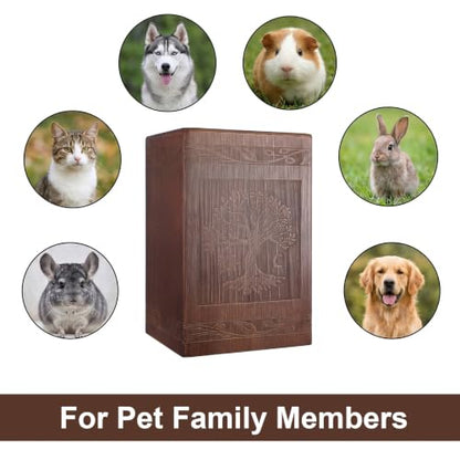 Wooden Cremation Urn with Satin Bag for Burial | Tree of Life Decorative Funeral Memorial Urns Box for Human Ashes Men Women Child or Pet Cat Dog, (222 Cubic Inch)