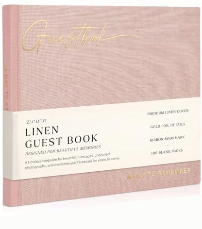 Beautiful Wedding Guest Book for Your Wedding Reception w/ Polaroid Photos | Simply Elegant Guestbook to Sign in and Add Photos - The Perfect Baby Shower Guest Book for the Special Day - color: Pink