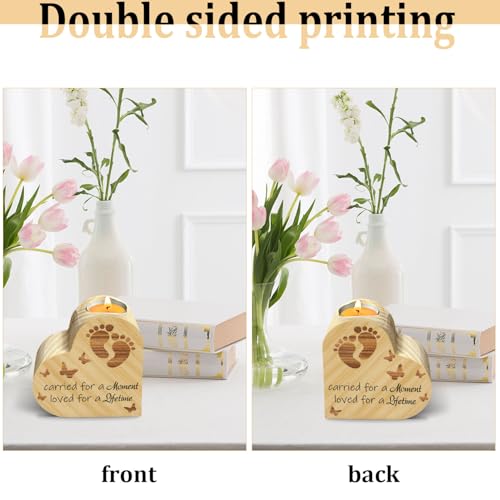 Sympathy Gifts for Loss of Loved One, Miscarriage Gifts for Mothers, Carried for a Moment Wooden Candle Holder, Bereavement Gifts for Loss of Baby Candle Holder Keepsake, Double Sided Printing