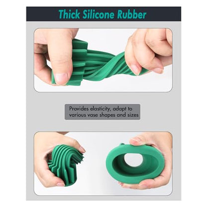 Cemetery Vase Rubber Inserts, Silicone Secure Flowers Holder for Headstone - color: Green