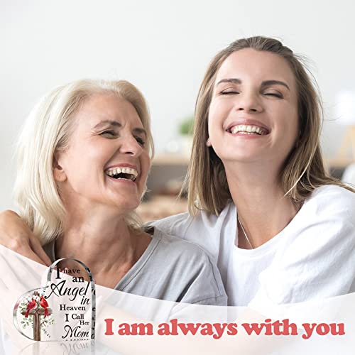 Karenhi 4 Inch Red Cardinal Memorial Gift Loss of Mom | Sympathy Bereavement for Memory of Mother, Angel in Heaven Acrylic Table Decor with Wooden Cross Design, Home Display - size: 4 Inch, style: Cross