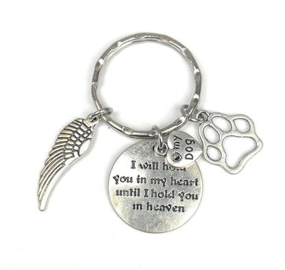I Will Hold You in My Heart Until I Hold You in Heaven Angel Wing Pet Memorial Gift Sympathy Canine Pooch Pup Beloved Companion Four-legged Friend Fur Baby Puppy Paw I Love My Dog Keychain 114P