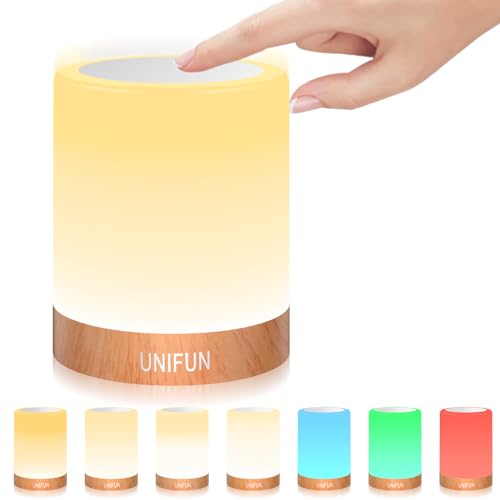 UNIFUN Bedside Touch Lamp Rechargeable Dimmable RGB LED Table Night Light | Easy Touch Control Design , Rechargeable Battery With Portable Cordless, RGB Color Change,Multiple Use for Bedroom, Nursery - size: Regular Szie