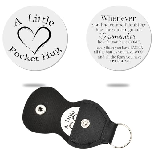 Sisadodo Pocket Hug Token Long Distance Relationship Keepsake Gifts for Women Birthday Christmas Gifts With Leather Keychain - color: Whenever You Find Yourself