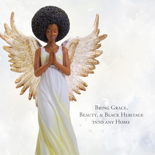African American Expressions Golden Angel Figurine – Black Angel Home Décor Resin Statue, Thoughtful Spiritual Collectible – Christian Gift for Mom - style: Golden Angel