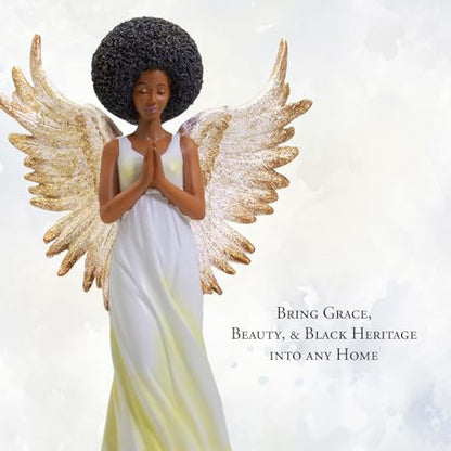 African American Expressions Golden Angel Figurine – Black Angel Home Décor Resin Statue, Thoughtful Spiritual Collectible – Christian Gift for Mom - style: Golden Angel