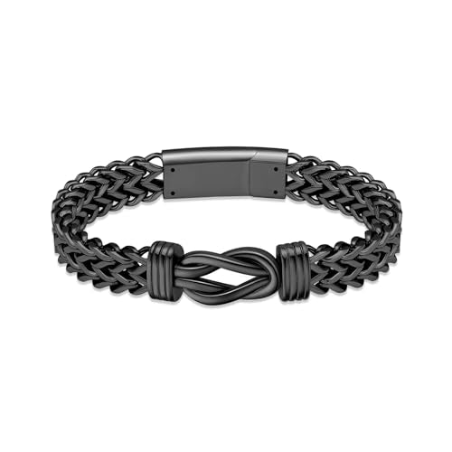 shajwo Cremation Jewelry Infinity Knot Urn Bracelet for Human Ashes for Women Men Memorial Keepsake Link Bracelet - color: Black 20cm