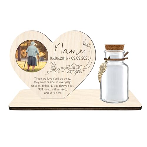 Personalized Loss of Loved One Photo Frame Memorial，Custom lock of Hair Keepsake Jar,Remembrance Bereavement Sympathy Gift for Lost Mom, Dad， Friends, Sisters, Grandparents (heart) - style: heart