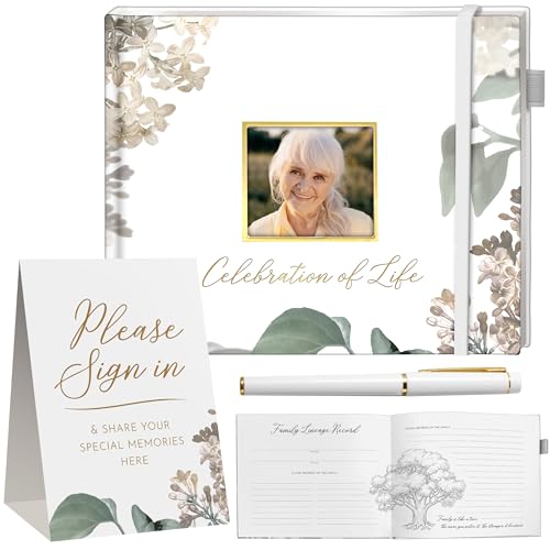 Elegant White Funeral Guest Book , 10 x 8 Inches 120 Pages Guest Book for Funeral , 360 Entries Guest book for Funeral and Memory , Memorial Service Guest Book with Pen and Sign , Memorial Guest Book