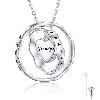 Ladytree 925 Sterling Silver Cremation Urn Necklace for Ashes - style: Circle-Grandpa